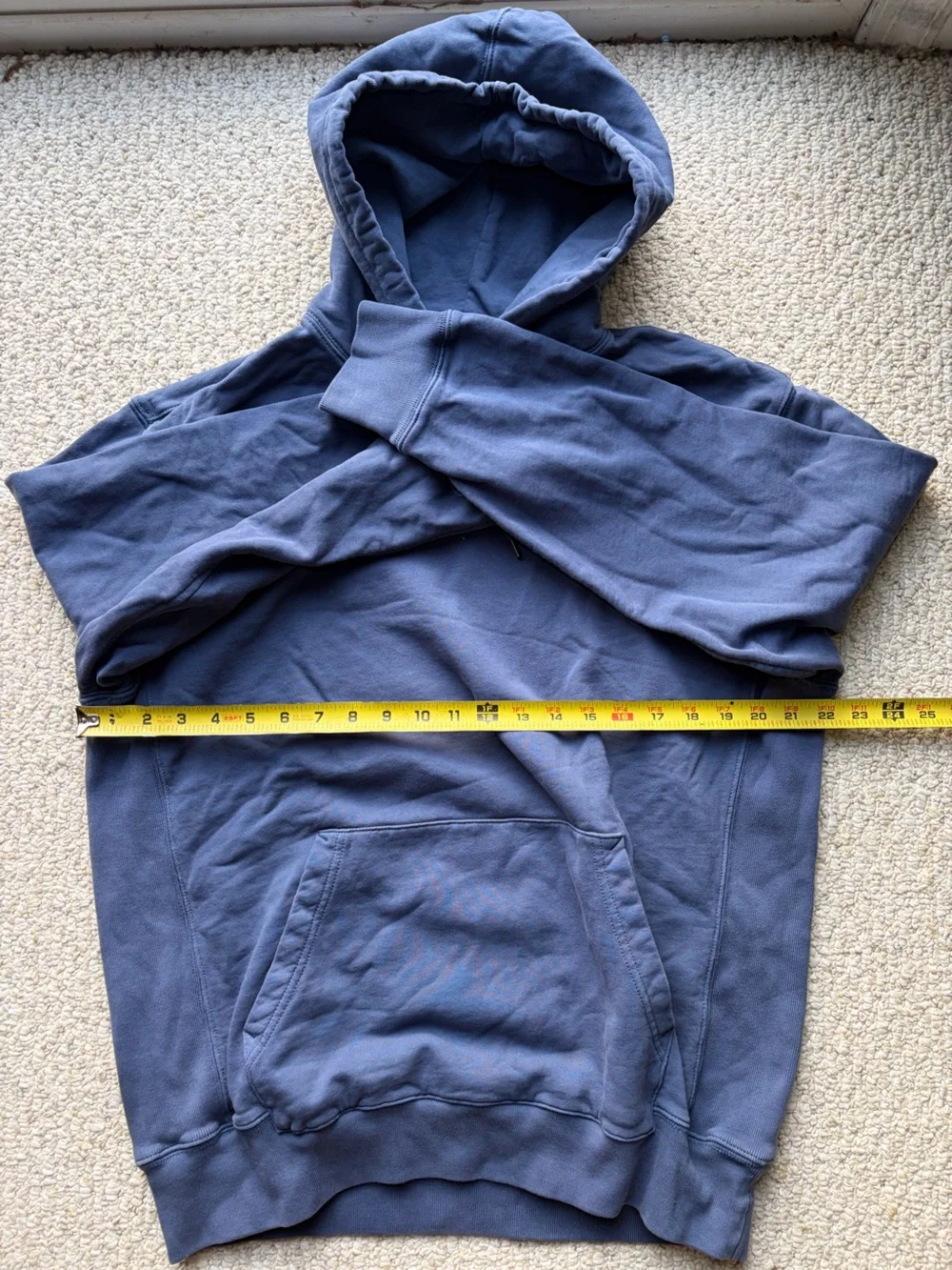 J. Crew Garment dyed French Terry Men's Navy Blue Crewneck Hoodie Sweatshirt.